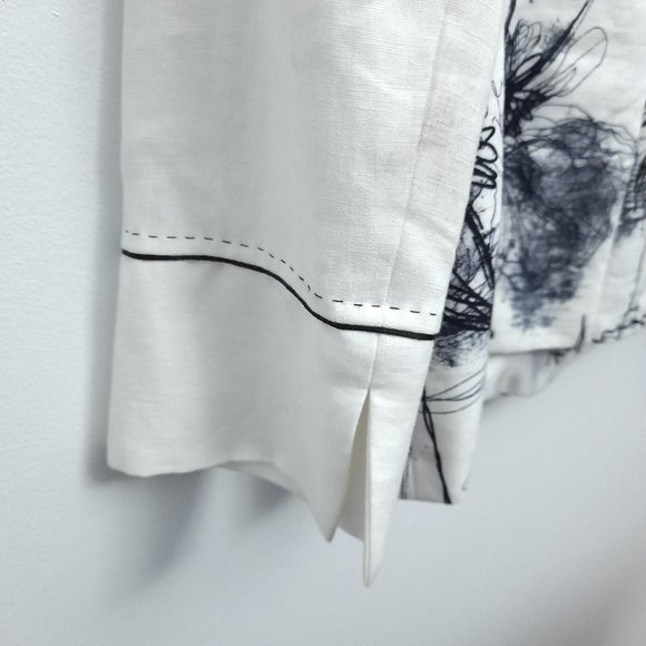 Black and White Graphic Linen Blazer Size 12 US - Picture 9 of 15